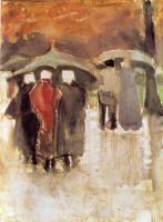 Gogh, Vincent van - Scheveningen women and other people under umbrellas